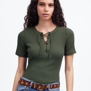 NWT Madewell Lace-Up Ribbed Top
